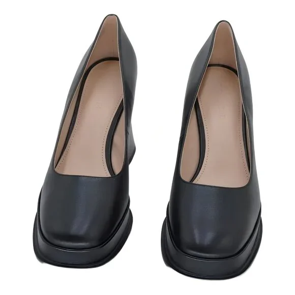 COACH Sculpted C Pump Black Leather - Sculpted Block Heel 11M - Picture 5 of 6